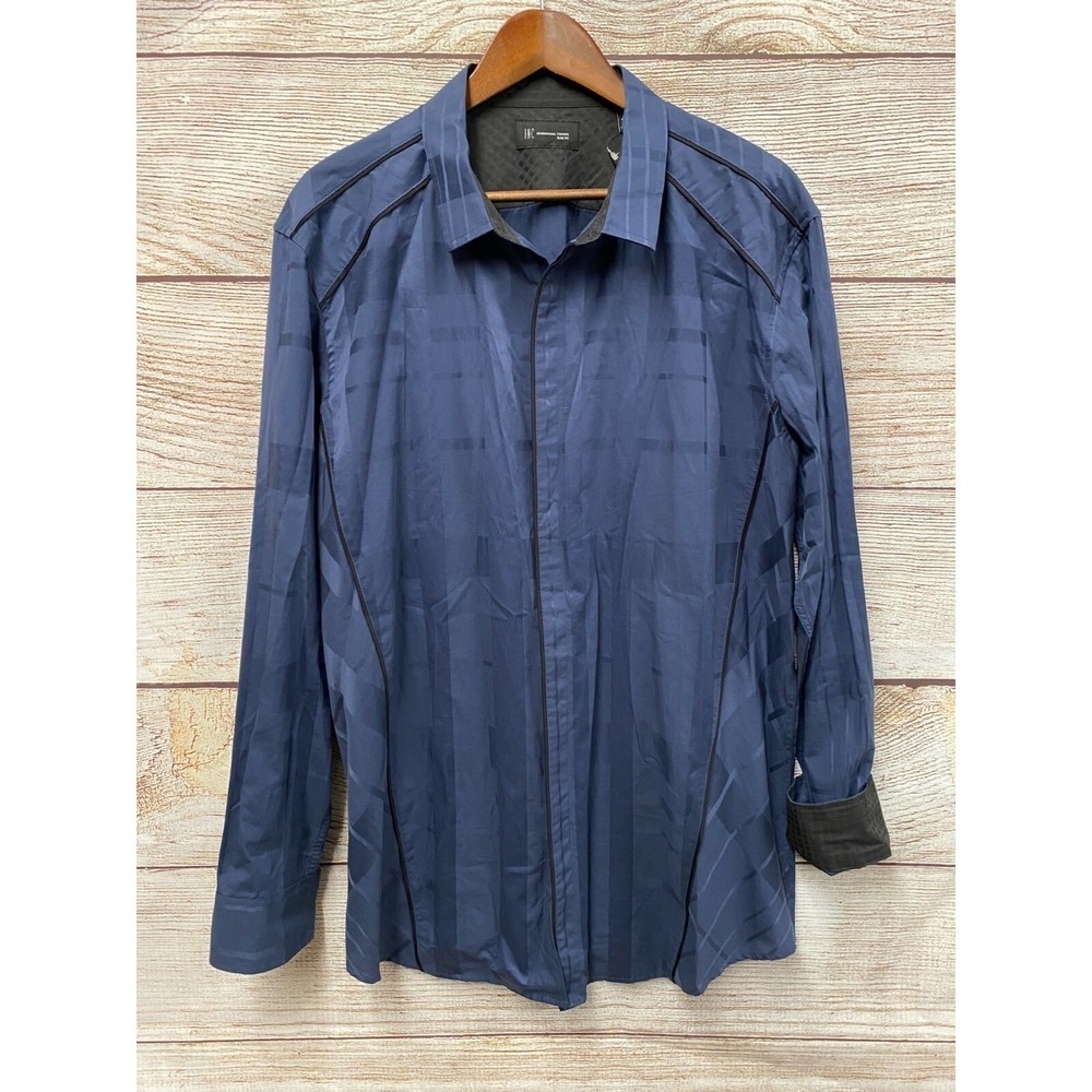 INC Slim Fit Shirt Mens Size 2XL Blue Plaid Hidden Buttons Button Down Shirt New